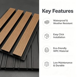 Revêtement mural extérieur en WPC imperméable avec panneaux acoustiques à grain de <span class=keywords><strong>bois</strong></span> pour l'insonorisation des jardins et des villas - Product Image 2