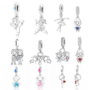 Abalorios Pan Charms de Plata de Ley 925, Serie Familiar, Niño, Niña, Hermano, Hermana, Abrazo, Compatibles con Pulseras y Collares Originales, para Creación de Joyas - Product Image 1