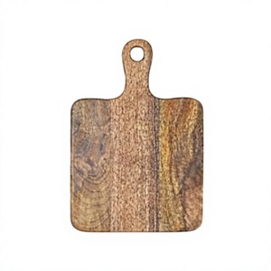 Planche à découper rectangulaire en bois avec poignée, finition naturelle, planche de cuisine monobloc - Product Image 1