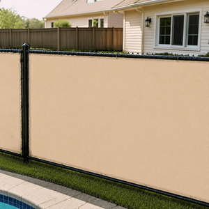 Écran de clôture en HDPE beige sur mesure, traité anti-UV, maille respirante pour jardin, patio, clôture grillagée - Product Image 1