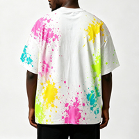 T-shirt surdimensionné personnalisé effet éclaboussures de blanchiment, 270 GSM, coton, teinture artisanale unique, effet délavé à l'acide, streetwear, t-shirt épais pour homme