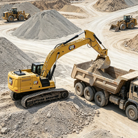 Excavatrice d'occasion pour modèle 2026 de 350 tonnes, puissance 309 kW, capacité de godet 3,2 m, moteur, boîte de vitesses, pompe, pour mines à ciel ouvert et travaux de terrassement.