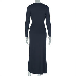 Abito midi da donna con scollo asimmetrico e arricciature - <span class=keywords><strong>Vestito</strong></span> aderente a <span class=keywords><strong>maniche</strong></span> <span class=keywords><strong>lunghe</strong></span> con cut-out Sehe Fashion - Product Image 6