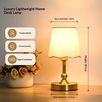 Lámpara de Mesa Inalámbrica con Atenuación Táctil Vintage, Lámpara de Noche Recargable con Pantalla de Tela para Restaurante, Hotel, Interior Europeo