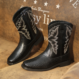 Botas Exóticas al por Mayor, Botas Chelsea de Vaquero Occidental para Hombre, Botas Chelsea de Cuero de Ante para Hombre, Talla Grande, Estilo Británico - Product Image 1
