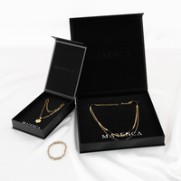 Noir et blanc magnétique fanxi carton papier collier bijoux emballage boîtes de luxe avec logo personnalisé