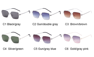 Lunettes de soleil carrées ultra-légères STORY STY21013M avec monture en fil métallique, unisexes, verres dégradés gris, protection UV400, style classique en métal - Product Image 6