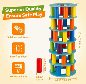 Gioco genitore-bambino Stack altezza bambini blocco di equilibrio in legno impilamento ruzzolante torre <span class=keywords><strong>Pisa</strong></span> blocchi di costruzione giocattoli - Product Image 6