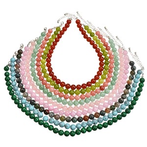 Zooying 10mm Natural <strong>Stone</strong> Beaded <strong>Necklace</strong> for Women with High-end Feel Summer Natural <strong>Stone</strong> Collarbone Chain for Women - Product Image 2