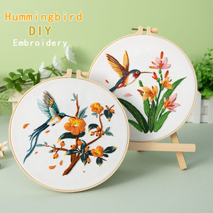Kit <span class=keywords><strong>de</strong></span> bordado <span class=keywords><strong>de</strong></span> tela DIY-Colibríes, martines pescadores, <span class=keywords><strong>flores</strong></span> y pájaros Patrón Arte <span class=keywords><strong>de</strong></span> la pared Decoración - Product Image 4