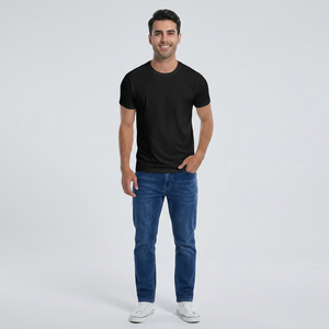 Camiseta de Moda, Superventas, Suave, Blanca, de Color Sólido, Cuello Redondo, Informal, Básica, para Hombre - Product Image 1