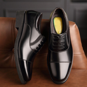 Men's Leather <b>Height</b> <b>Increasing</b> Shoes Round Toe One Kick Closure Formal Wear - Product Image 1