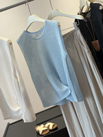 Gilet tricoté sans manches pour femme, nouveau design été 2026, ourlet irrégulier, haut élégant et amincissant