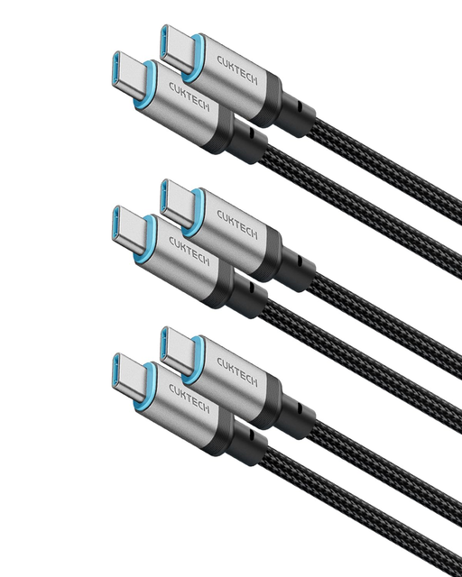 CUKTECH 240W USB-C Cable (49ft 3-Pack) 6A PD 31 Fast Charging Braided Durable Data Transfer for MacBook Pro/Air/Neo iPhone