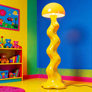 Lámpara de Pie LED Moderna en Espiral Azul, Control Táctil, Altura Ajustable, Luz Blanca Cálida, Cuerpo de Plástico, Diseño Escultural de Gran Tamaño - Product Image 6