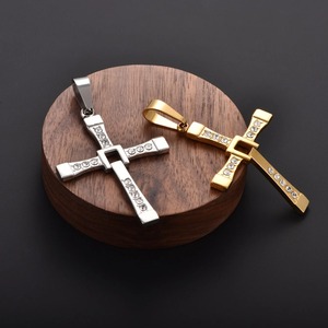 Hip Hop <strong>Dominic</strong> Rhinestone Cross Pendant 316L Stainless Steel Necklace Charm Jesus Jewelry for Men Women - Product Image 4
