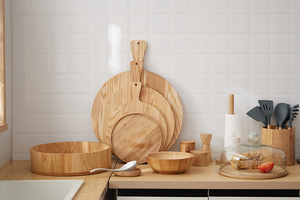 <span class=keywords><strong>Plateau</strong></span> de service <span class=keywords><strong>en</strong></span> bois de frêne naturel pour gâteaux et cupcakes avec cloche <span class=keywords><strong>en</strong></span> <span class=keywords><strong>verre</strong></span> pour cuisine, anniversaire, mariage - Product Image 5