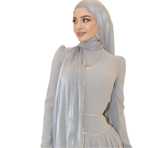 crêpe satin brillant dessiné à la main Chaîne métallique en soie lisse Bord unique Malay Moyen-Orient Printemps Polyester - Product Image 1