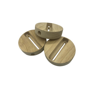 Base de lampe en bois d'hévéa, support de lampe de table rond en bois massif, support d'ampoule, accessoire d'éclairage - Product Image 4