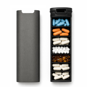 Boîte à pilules étanche 7 jours en aluminium et bois, grande capacité, organiseur de médicaments, boîte de rangement pour vitamines - Product Image 1