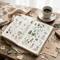 Feuilles d'autocollants en vinyle imperméables, autocollants personnalisés prédécoupés à motif végétal et dessin animé pour la décoration de journaux, vente en gros
