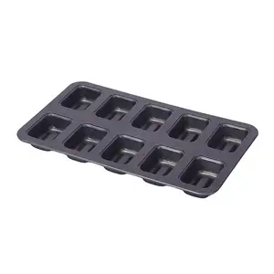 Hot Selling Non stick Carbon Steel 10 Cups Square Muffin Plate Oven Baking Mini Baking Pan