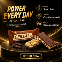 Barra de Proteína de Cereales con Coco y Chocolate, con Hojuelas de Avena, Cacao y Granos, Bocadillo Energético Masticable, Marca Privada