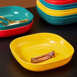 Plastic Bone Plate Set Solid Color Square Dish For Food Serving Household Use Small Plates With High Aesthetic Value - Product Image 3