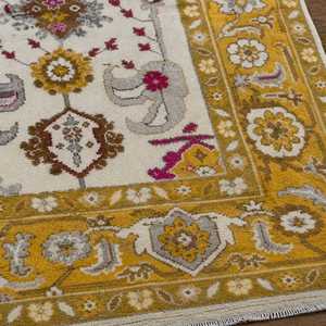 Hand Knotted Mustard Contemporary Abstract Vibrant Wool Rug for Home & Commercial Use Interior Decoration - Product Image 2