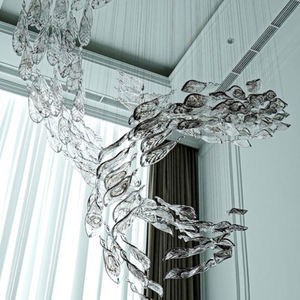 Creative Hotel Lobby Villa Banquet Hall Engineering Crystal Custom Lamp Decoration Spiral Glass Leaf Accessories - Product Image 1