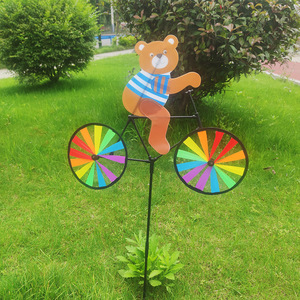 Vente en gros bricolage personnalisé extérieur en plastique tridimensionnel dessin animé animal équitation vélo jardin <span class=keywords><strong>moulin</strong></span> à <span class=keywords><strong>vent</strong></span> décoratif jouets pour enfants - Product Image 3
