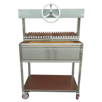 Barbecue en bois de 40 pouces en acier inoxydable avec briques réfractaires pour Parrilla/Asado/Santa Maria/Argentine, avec boîte en bois réglable pour intérieur/extérieur