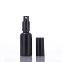 Botol Serum Minyak Esensial 1oz dengan Logo Custom Sablon, Botol Kaca Matte Hitam Doff dengan Tutup Pipet Hitam untuk Kosmetik