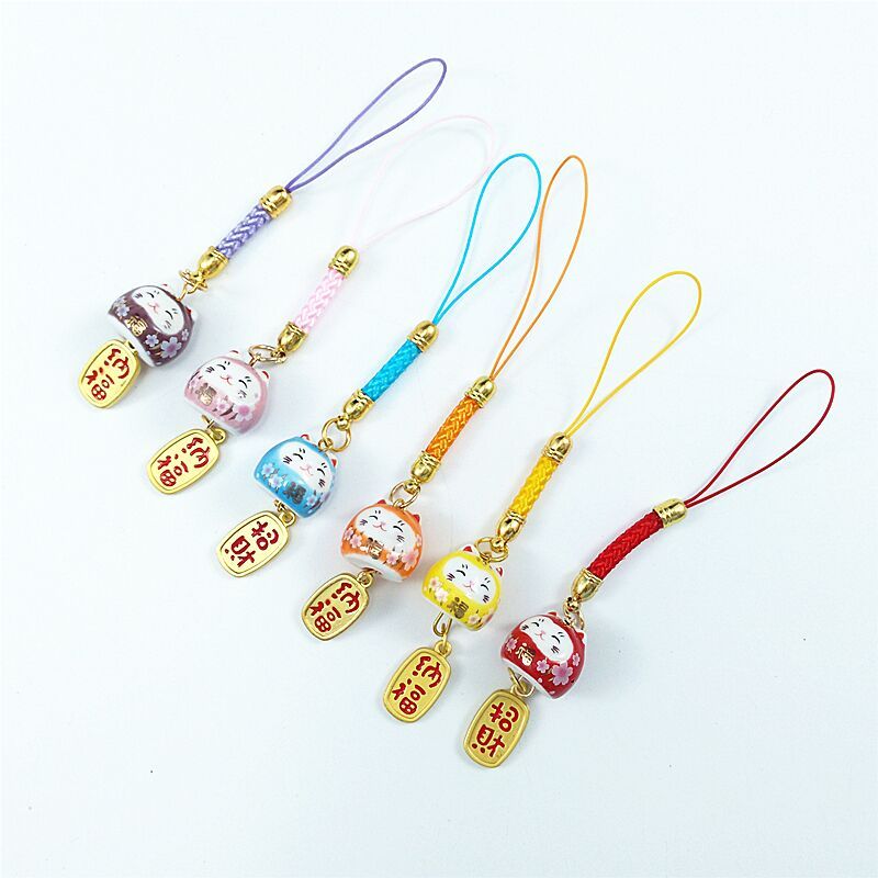 Wholesale Ceramic Blessing Cat Phone Pendant <strong>Accessory</strong> Other Mobile Phone <strong>Accessories</strong>