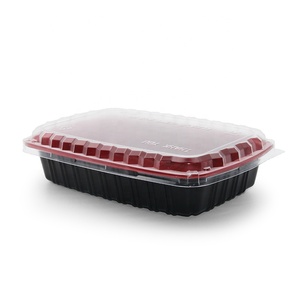 Đỏ đen <span class=keywords><strong>PP</strong></span> chất liệu lấy đi dùng một lần lò vi sóng/Salad <span class=keywords><strong>container</strong></span> thực phẩm với nắp rõ ràng và dập nổi - Product Image 3