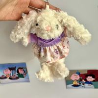 Porte-clés Lapin en Peluche en Coton PP avec Design Habillé, Breloque Anti-Stress, Vente en Gros