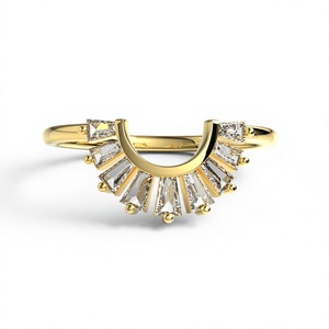 Luxury 18K Gold Plated Baguette Diamonds Wedding Band U Shaped <b>Ring</b> <b>Stacking</b> Promise <b>Ring</b> Band Jewelry Fine Jewelry For Women - Product Image 1