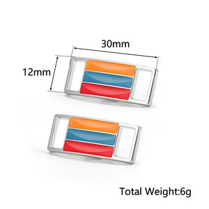 Cordón de Metal de aleación de zinc, diseño personalizado, forma rectangular, Charms para zapatillas - Product Image 3