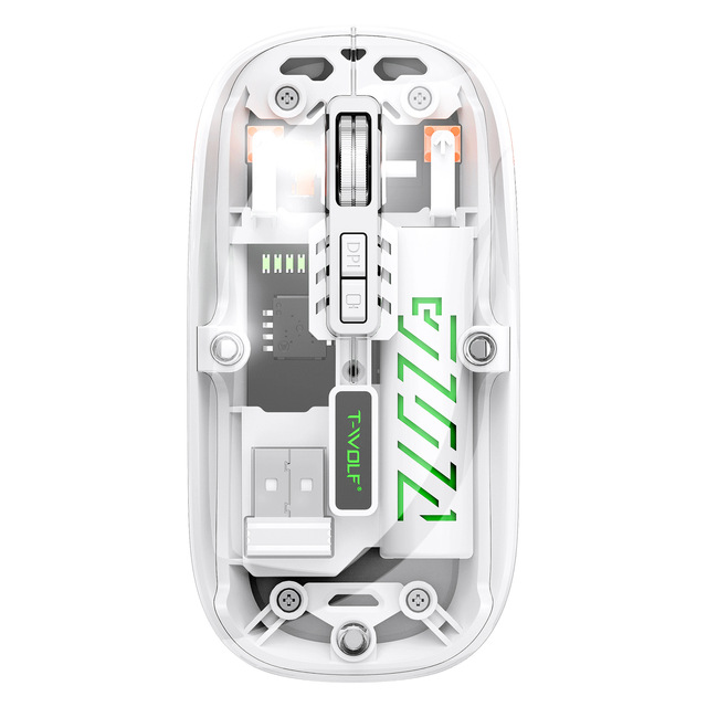 Stylish Dual Mode Type-C Fast Charging 500mAh Battery and Silent Click Transparent Wireless Mouse for Office Home Travel