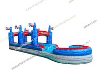 Structure gonflable de course aquatique de haute qualité avec toboggan, module combiné et parcours d'obstacles, conception connectée, jeu gonflable extérieur complet