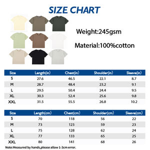 Camisetas de Verano para Hombre, 245G, Estilo Urbano, Cuello Redondo Grueso, 100% Algodón, Manga Corta, Lisa, Talla Grande - Product Image 5