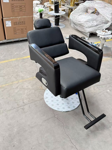Chaise de coiffure pivotante hydraulique robuste 150 kg entièrement noire avec revêtement en cuir PU personnalisé pour salon de coiffure - Product Image 2