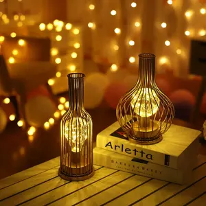 Christmas Decoration Colorful Lights Wine Bottle Iron LED Christmas Night Light Table Lamp New Year Light For Home Decoration
