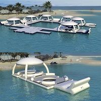 Barre de loisirs aquatique gonflable de nouveau Style avec parasol canapé gonflable blanc plate-forme flottante yacht de mer utilisation de fête en plein air