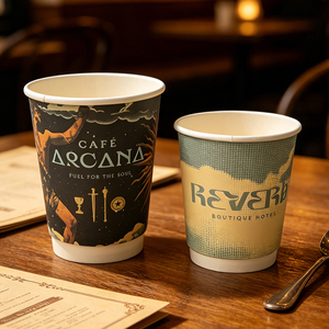 Gobelets à café à double paroi de haute qualité avec logo personnalisé, gobelets à thé pour boissons chaudes à emporter, impression personnalisée de votre propre logo, 8 oz, 12 oz, gobelets jetables - Product Image 2