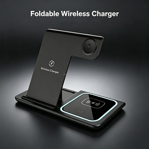 Produits tendance, support de téléphone pliable multifonctionnel, chargeur rapide 15 W pour <span class=keywords><strong>iPhone</strong></span>, chargeur sans fil 3 en 1, logo personnalisé - Product Image 1
