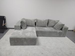 أريكة مفرغة مضغوطة تصميم كلاسيكي على شكل حرف L مع مقعدين طويلتين و 4 وسائد مبطنة لأريكة غرفة المعيشة - Product Image 4