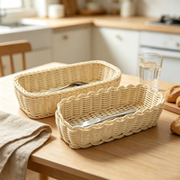Panier à couverts en rotin tressé beige avec dentelle, fait main, qualité alimentaire, pour couteaux, fourchettes et baguettes, idéal pour la maison, la cuisine, le comptoir ou la table