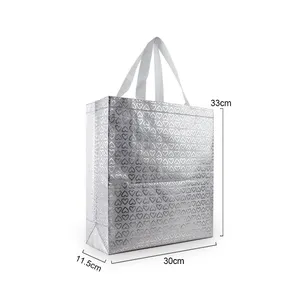 Custom Holographic Metallic Laminated Non-Woven Tote Shopping Bag With Gusset For Promotion Or Package YG