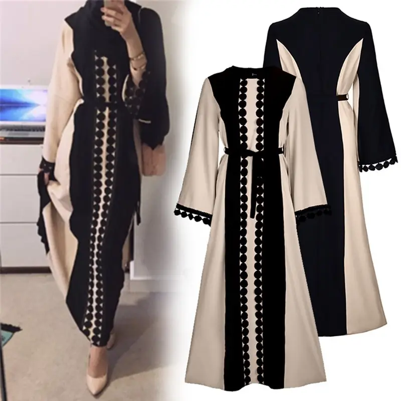 Abito formale musulmano Ramadan abaya dubai abayas per abbigliamento donna a manica lunga maxi abiti primavera autunno abbigliamento E9009